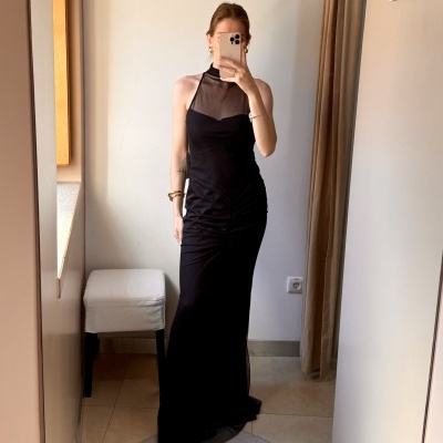 Vestido com pormenor franzido Scripta