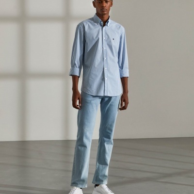 Camisa slim fit de algodão com padrão de xadrez Lion of Porches