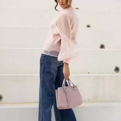 Jeans wide leg cintura c/ tachas SPACCIO