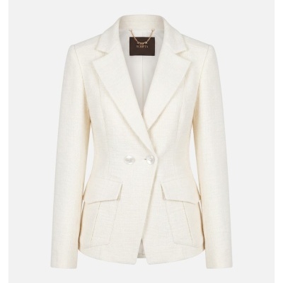 Blazer tweed curto com bolsos Scripta