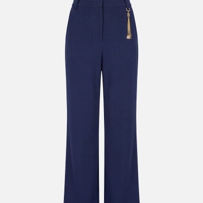 Calça clássica lisa com acessório metalizado Scripta