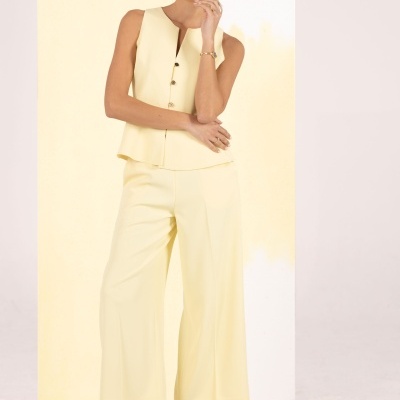 Calça culotte fluida com detalhe metálico Ferrache