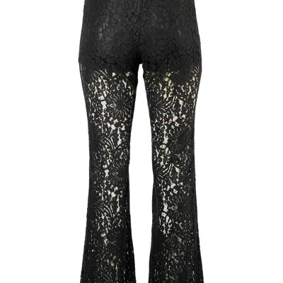 CALÇAS BOOTCUT SEMITRANSPARENTE EM RENDA SAHOCO