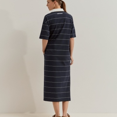 Vestido comprido às riscas com manga curta Lion of Porches