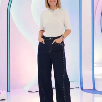 Jeans Wide Leg com Tachas SPACCIO BY CRISTINA