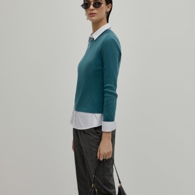 Camisola malha canelada de lã Decenio