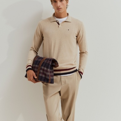 Polo de manga comprida com algodão e caxemira Lion of Porches