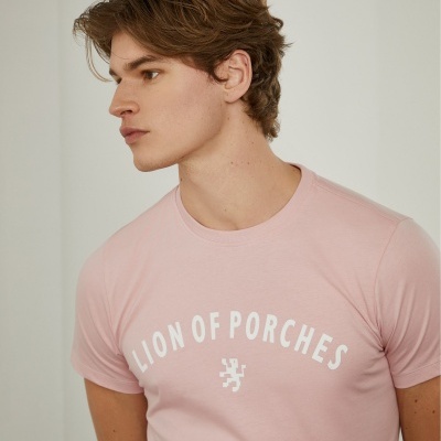 T-shirt de algodão com logotipo no peito Lion of Porches