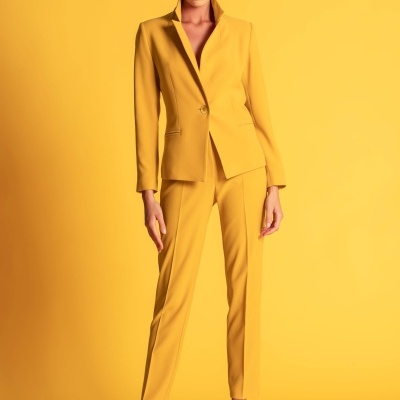 Calça chino com bolsos laterais e fecho frontal Pooze