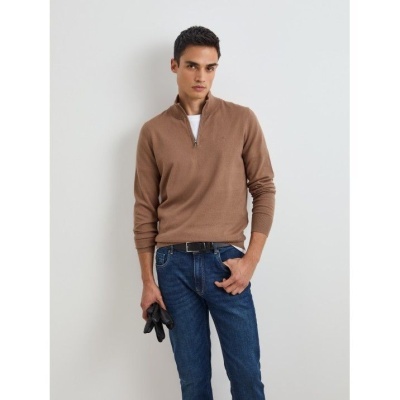 Camisola de algodão e caxemira com fecho Decenio