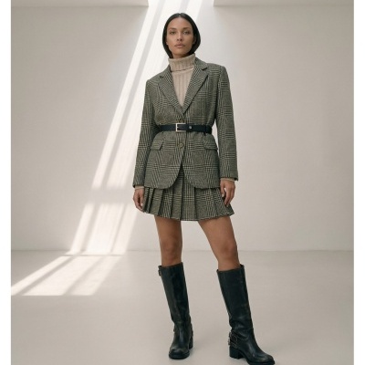 Blazer xadrez pied-de-poule com cinto Scripta