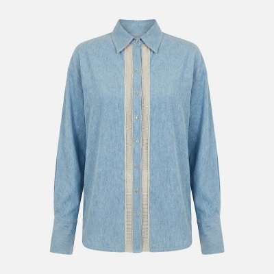 Blusa fluída em linho com tira a contrastar Scripta