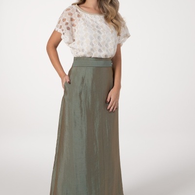 SAIA COMPRIDA DE ORGANZA COM EFEITO BICOLOR ANA SOUSA