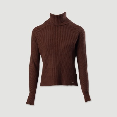 Camisola de malha canelada com gola alta Ferrache