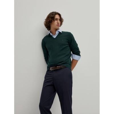 Pullover decote em V algodão e caxemira Decenio