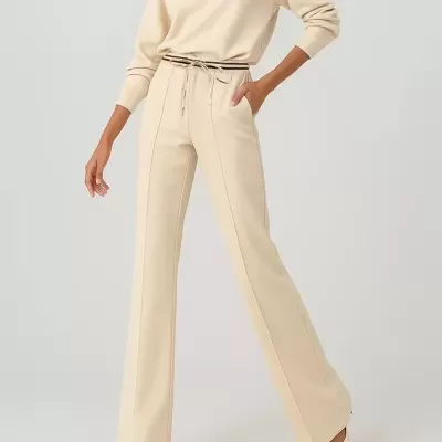 Calças Creme com Cintura Desportiva Sahoco