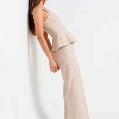 Calças Flare com Riscas e Bainha Contrastante Sahoco