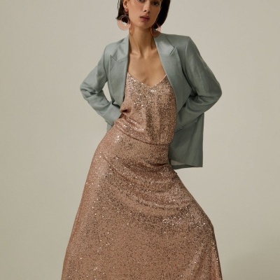 Saia midi de lantejoulas Decenio