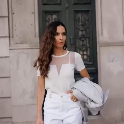 Camisola em malha com detalhe de transparência Scripta