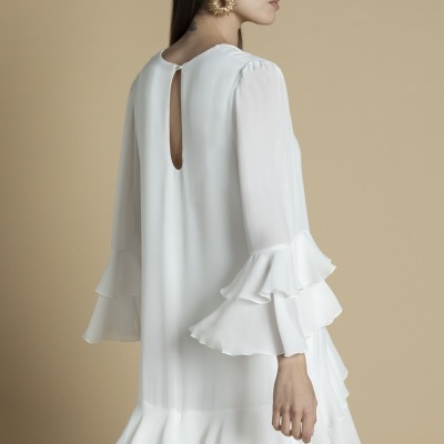 Vestido assimétrico com folhos Sahoco