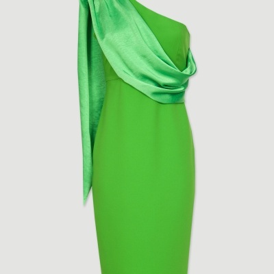 Vestido com drapeado acetinado Ferrache