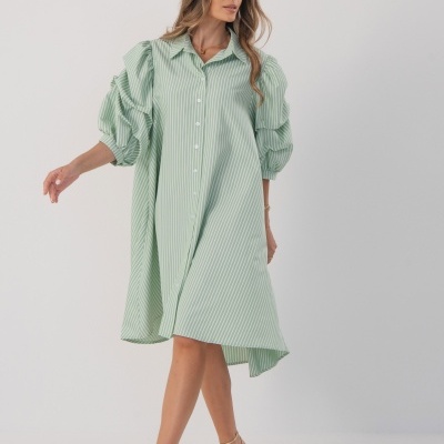 Vestido camiseiro às riscas Ferrache