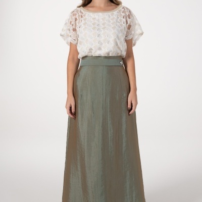 SAIA COMPRIDA DE ORGANZA COM EFEITO BICOLOR ANA SOUSA