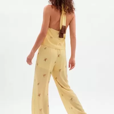 Calças Haze de perna larga em chiffon Sahoco