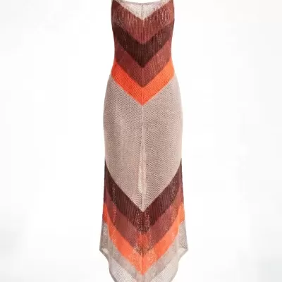 Vestido midi em malha de ponto aberto Sahoco