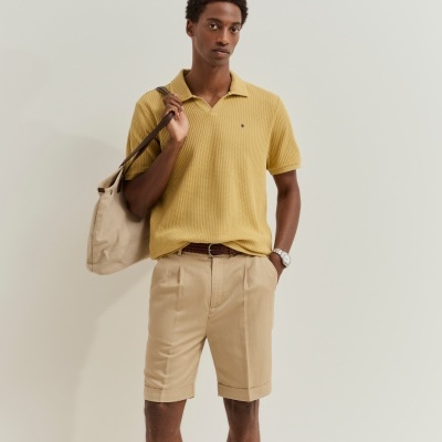 Polo de manga curta em malha de algodão Lion of Porches