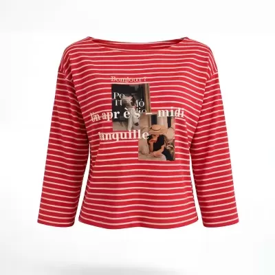 Top de Riscas de manga 3/4 Sahoco