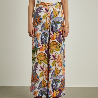 Calças pantalona com padrão colorido Lion of Porches