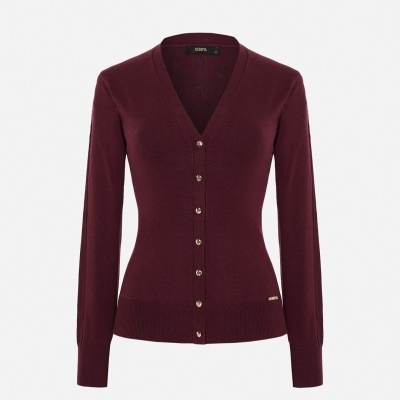 Casaco com detalhe na manga e gola em V Scripta