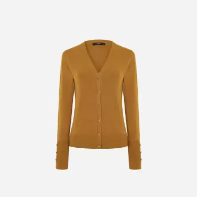 Casaco decote em V com botões metálicos SC