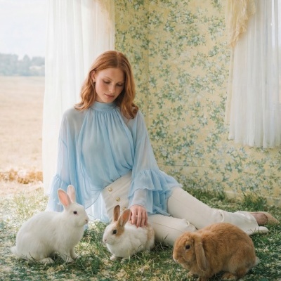 Blusa Fluida com Gola Subida e Folhos Sahoco