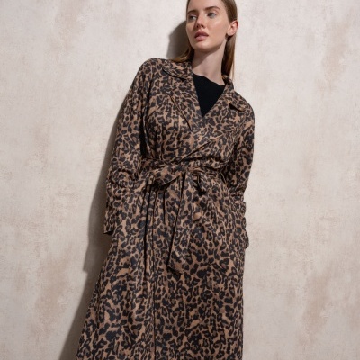 Trench coat com estampa animal SMF