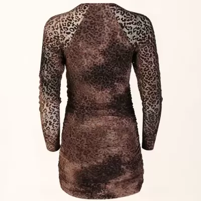 Vestido Curto em Malha Devoré Animal Sahoco