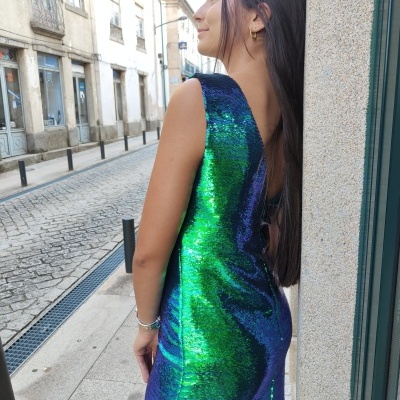 Vestido justo lantejoulas Ferrache