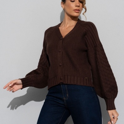 Casaco de malha com manga trabalhada Ferrache