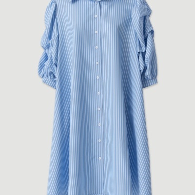 Vestido camiseiro às riscas Ferrache