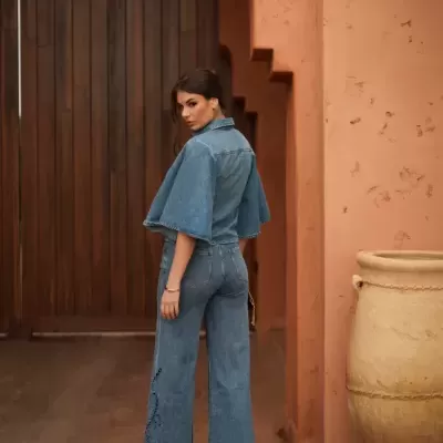 Camisa Demin com Manga Ampla Spaccio