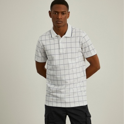 Polo slim fit com padrão quadrados Lion of Porches