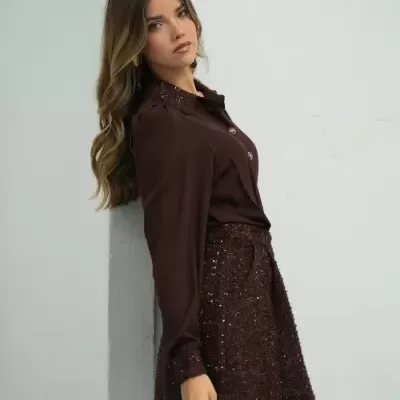 Vestido tecido combinado Glow Spaccio