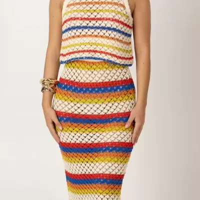 Saia de crochê multicolor SH x GM