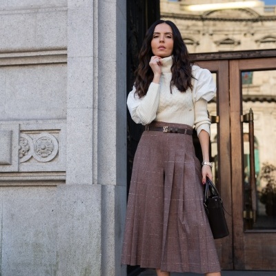 Calção comprido fluido com cinto Scripta