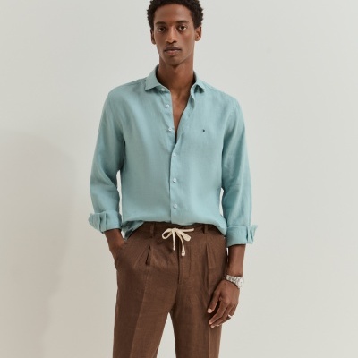 Camisa slim fit em linho Lion of Porches