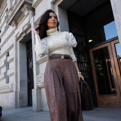 Calção comprido fluido com cinto Scripta