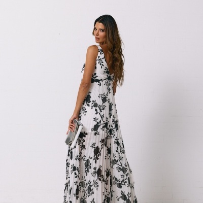 Vestido estampado plissado Swallow