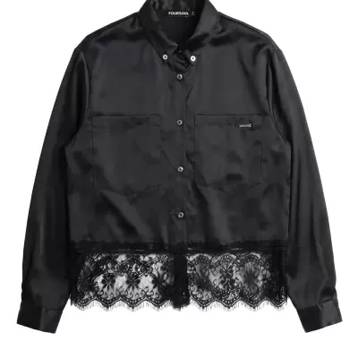 CAMISA CROP COM ENCAIXE RENDA FOURSOUL