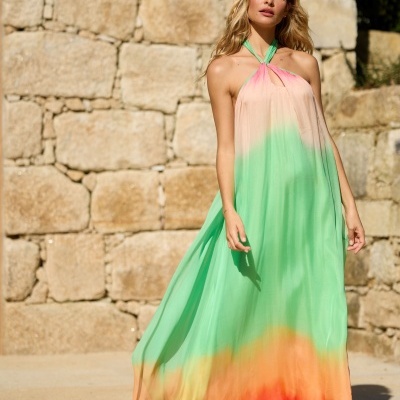 Vestido longo estampa Lione Swallow